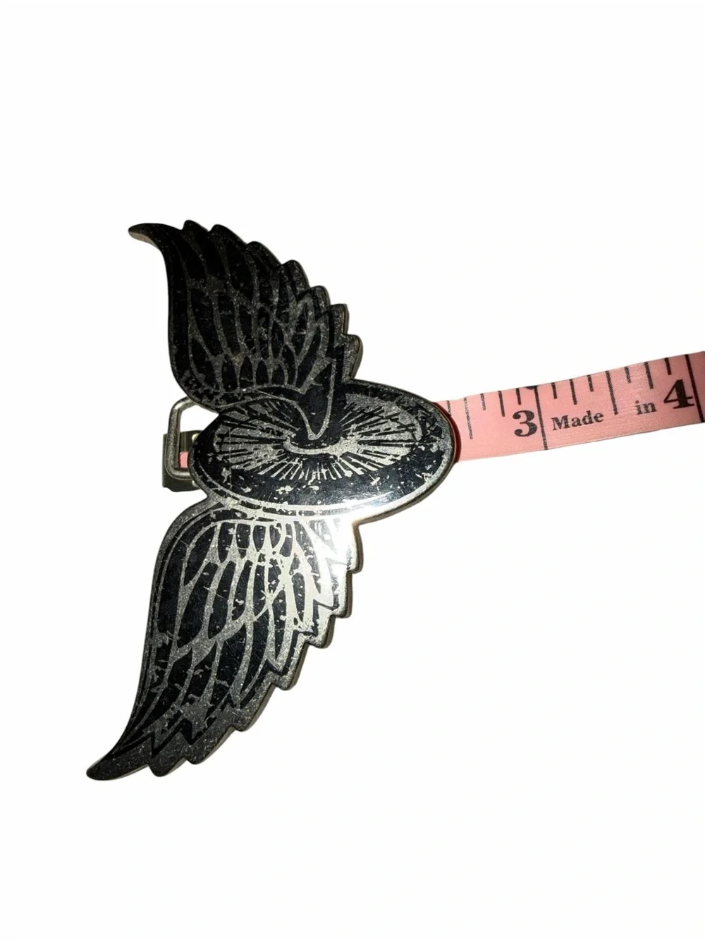 Men's Black Winged Wheel Metal Belt Buckle